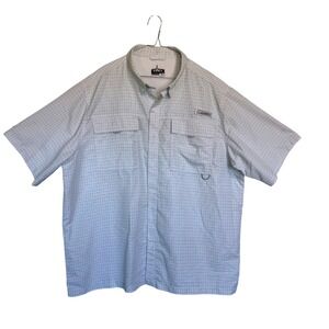 Habit Fishing Shirt Mens 2XL Blue Grid Short Sleeve Ventilated UPF 40+ Utility